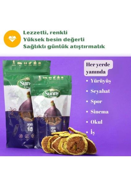 SC Sunny Crisps Kurutulmuş İncir Dilimleri Atıştırmalık Şekersiz Katkısız 150gr - 5'li Paket