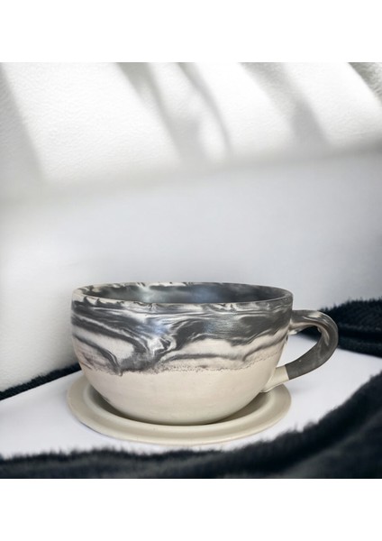 Dekoratif El Yapımı Beton Büyük Fincan Saksı - Gri fiyatları