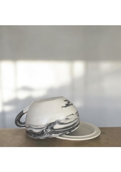 Dekoratif El Yapımı Beton Büyük Fincan Saksı - Gri fırsatları