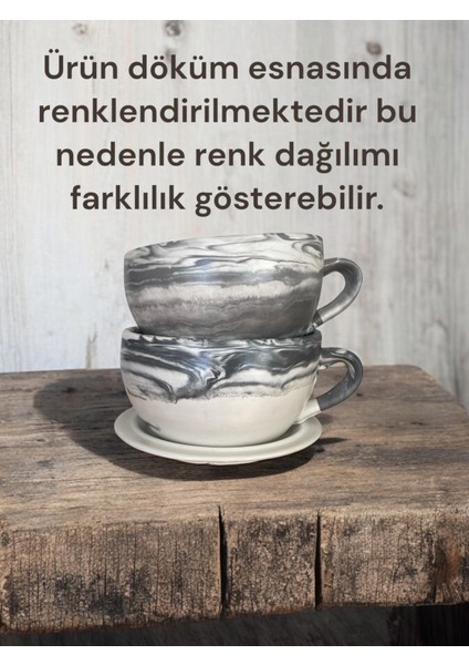 Dekoratif El Yapımı Beton Büyük Fincan Saksı - Gri indirimleri