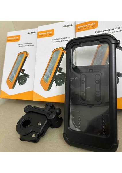 Gidon Bağlantılı Su Geçirmez Motosiklet Telefon Tutucu