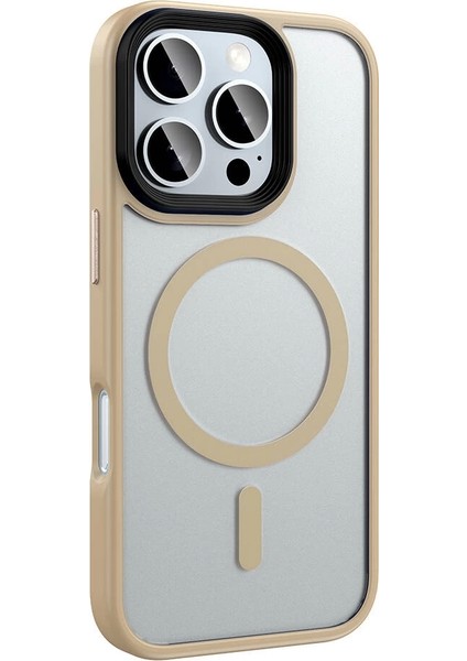 Apple iPhone 16 Pro Kılıf Kamera Hassas Buton Magsafe Şarj Destekli Arkası Mat Flet Kapak