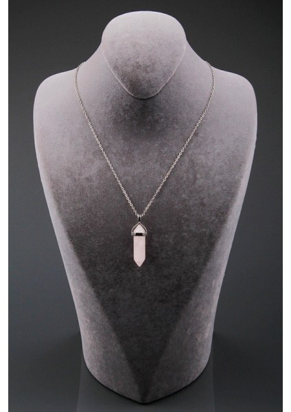 Unisex Pembe Kuvars Doğal Taş Çivi Kolye fiyatları