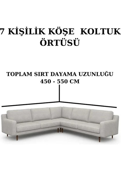 Berrak Avm Bürümcük Eteksiz L Köşe Koltuk Örtüsü. 7 Kişilik, Esnek, Köşe Koltuk Kılıfı/koltuk Örtüsü Toplam Uzunluk 550CM