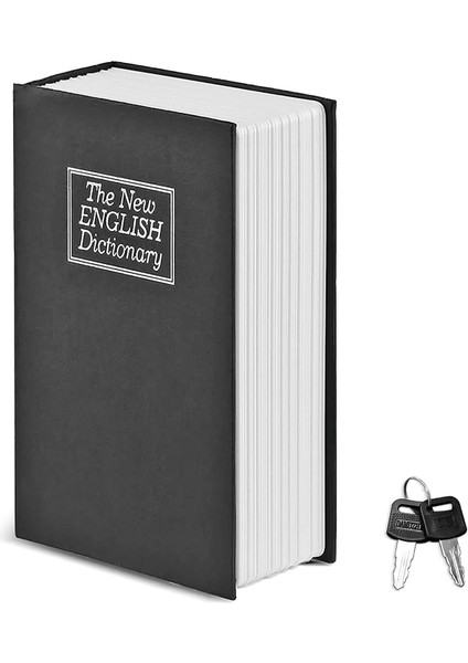 Kitap Görünümlü Altın Saklama Anahtarlı Çelik Mini Kasa Müchevher Kutusu Kilitli Kasa Kumbara