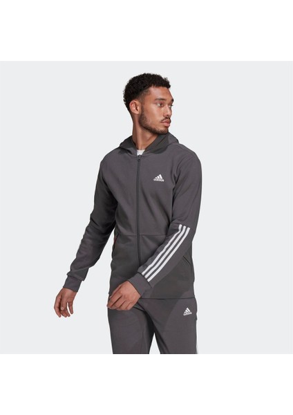 Adidas Motion Fz Hood Gri Erkek Kapüşonlu Sweatshirt -HC0640