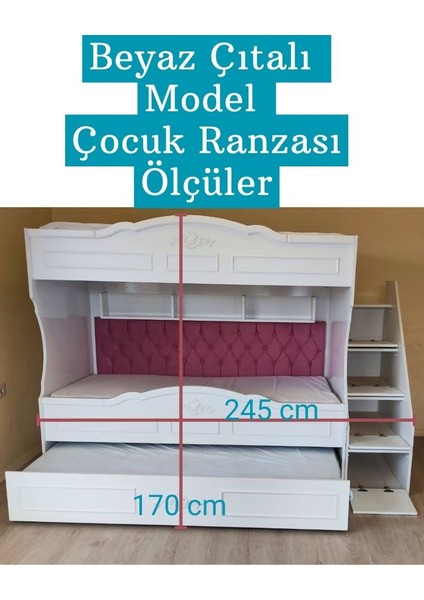 Çocuk Ranzası (Beyaz - Çıtalı Model)