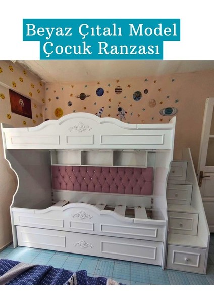 Çocuk Ranzası (Beyaz - Çıtalı Model)