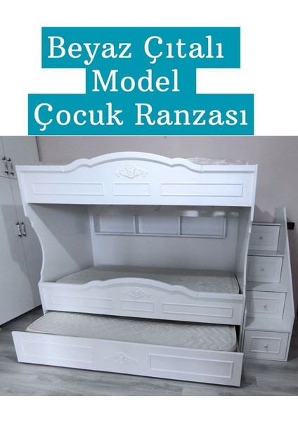 Çocuk Ranzası (Beyaz - Çıtalı Model)