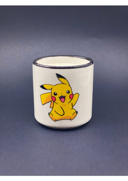 Pikachu Desenli Baskılı Dekoratif Seramik Sandal Ağacı Kokulu Mum