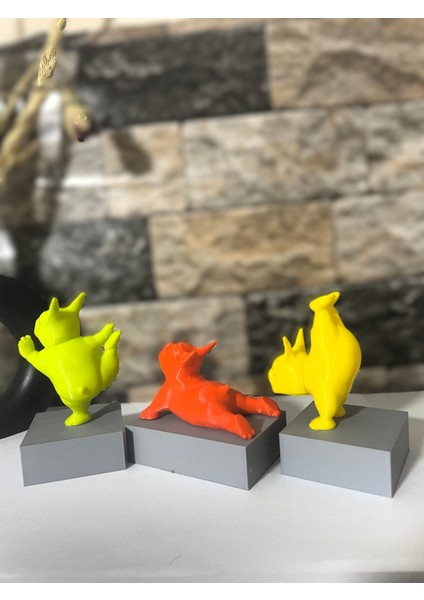 3D Online Dekoratif Yoga Yapan French Bulldog 3 Lü Biblo Seti Fransız Bulldog 10 cm