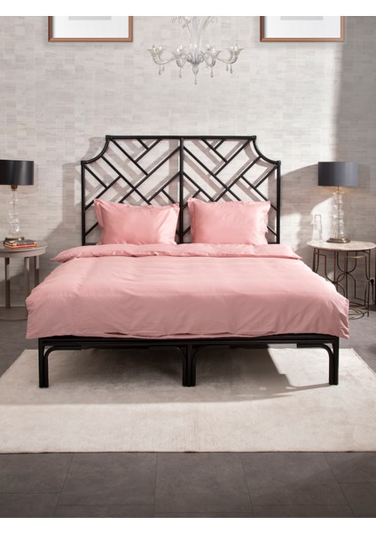 Pamuk Saten Yastık Kılıfı Dahil Nevresim Seti Çift Kişilik 200x220 Pembe