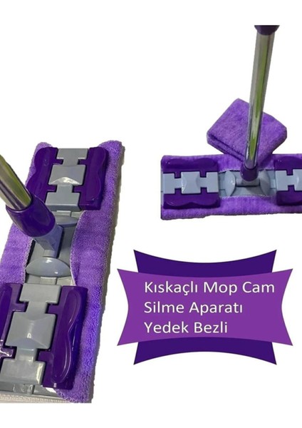 Sihirli Mandallı Teleskobik Mob Temizlik Seti 1 Adet Yedek Bezi ile