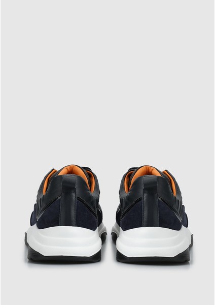 Lacivert Deri Erkek Sneaker fırsatları