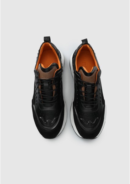 Siyah Deri Erkek Sneaker indirimleri