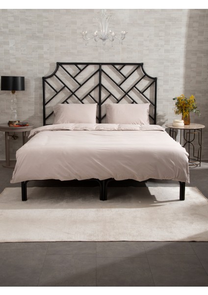 Premium Lastikli Çarşaf Dahil Nevresim Takımı Çift Kişilik 200 x 220 cm Taş
