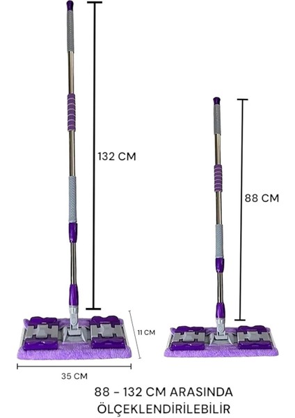 Mop Yer Mopu Fayans Cam Duvar Yüzey Temizlik Mikrofiber Mandallı Mop Xxl Islak Havlu Uyumlu