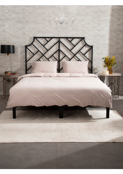 Premium Lastikli Çarşaf Dahil Nevresim Takımı Çift Kişilik 200 x 220 cm Ekru