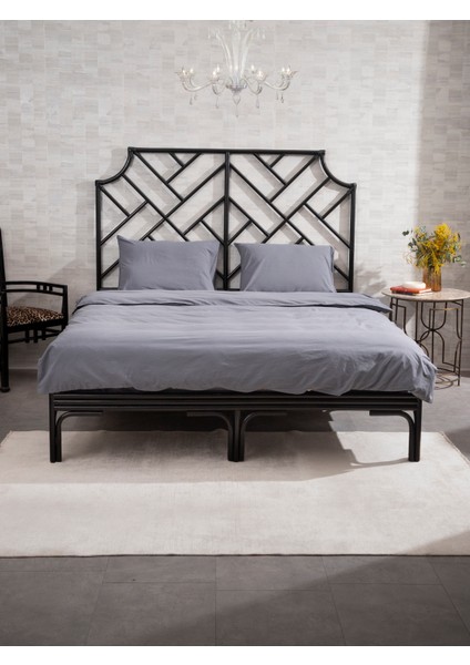 Premium Lastikli Çarşaf Dahil Nevresim Takımı Çift Kişilik 200 x 220 cm Antrasit