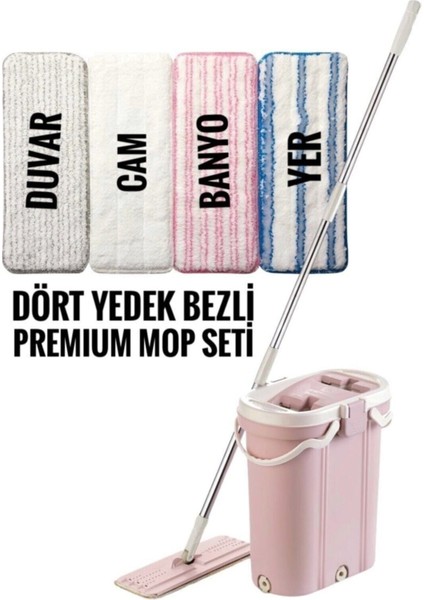 Premium Mop Set ve Dörtlü Yedek Bezleri ile Temizlikte Güçlü Çözüm