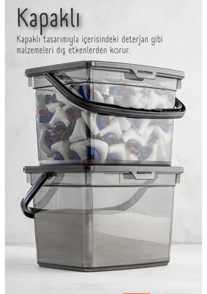2'li 6 Litre Toz Tablet Deterjan Saklama Kabı