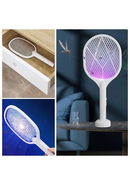 Şarjlı Sinek kovucu Masaüstü Standlı,mor Işık Sinek Kovucu Raket 5W fiyatları