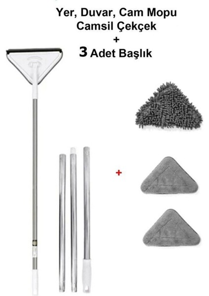 Teleskopik 3 Sopalı Üçgen Cam Silme Aparatı Yedek Zariff Evim indirimleri