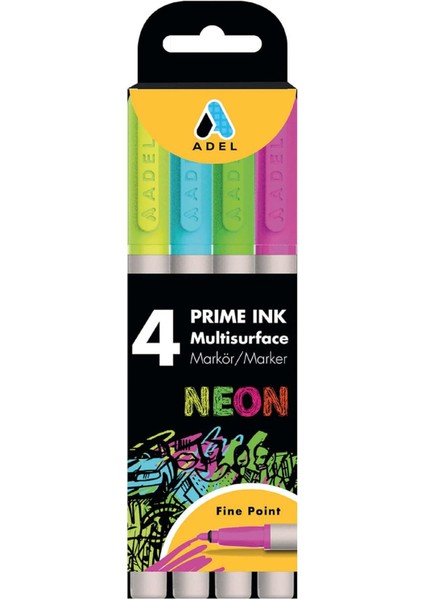 Prime Ink Multisurface 4'lü Neon Markör