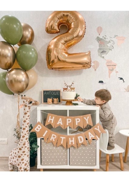 2 Yaş Doğum Günü Balon Set Happy Bırthday Banner ve Balonlar 2 Yaş Konsept