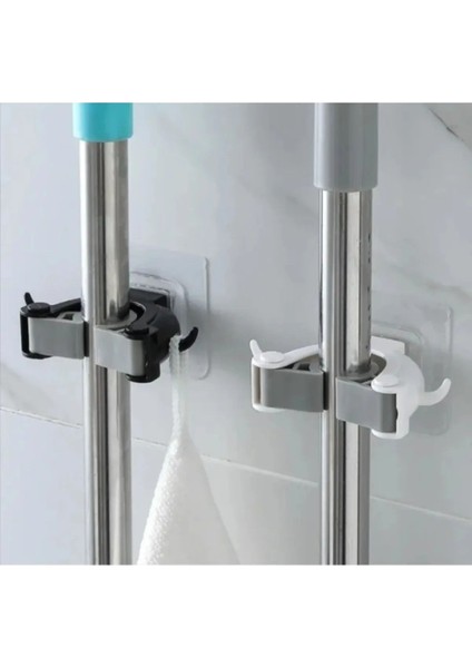 4 Adet Çok Amaçlı Paspas ,süpürge, Fırça ve Mob Askısı Sap Tutucu Mutfak ve Banyo Askısı Set
