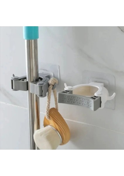 4 Adet Çok Amaçlı Paspas ,süpürge, Fırça ve Mob Askısı Sap Tutucu Mutfak ve Banyo Askısı Set