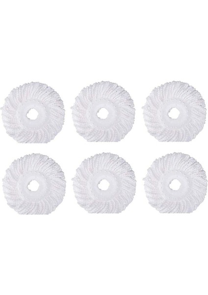 6'lı 360° Döner Paspas Kafa Seti, Yuvarlak Mikrofiber Yedek Parça