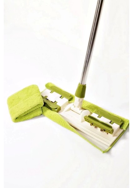 Sihirli mop set, yedek bezli, 180° dönebilen, cam ve yüzey temizleme aracı, yeşil renk fırsatları
