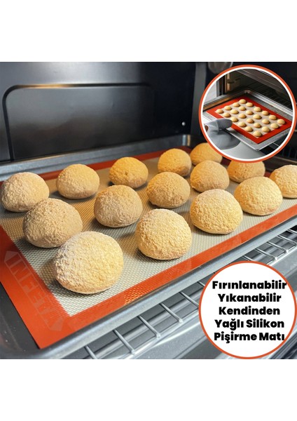 Fırınlanabilir Kendinden Yağlı Silikon Pişirme Matı-Hamur Açma Matı 30 x 40 cm