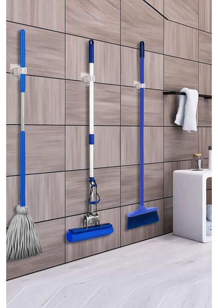 4'lü Yapışkanlı Pratik Temizlik Fırçası ve Şemsiye Tutucu Seti, Gri