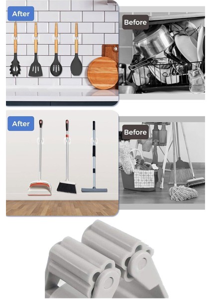 4'lü Yapışkanlı Pratik Temizlik Fırçası ve Şemsiye Tutucu Seti, Gri modelleri