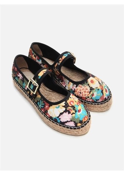 Pers Taba Çiçek Kadın Düz Espadril