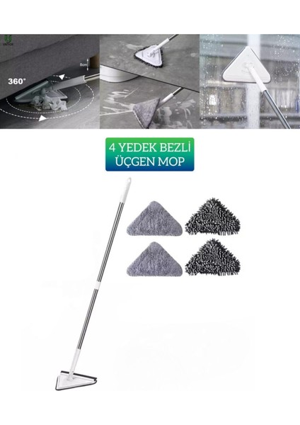 4'lü Üçgen Mop Bezi Gri Yedek Set, CN Menşei