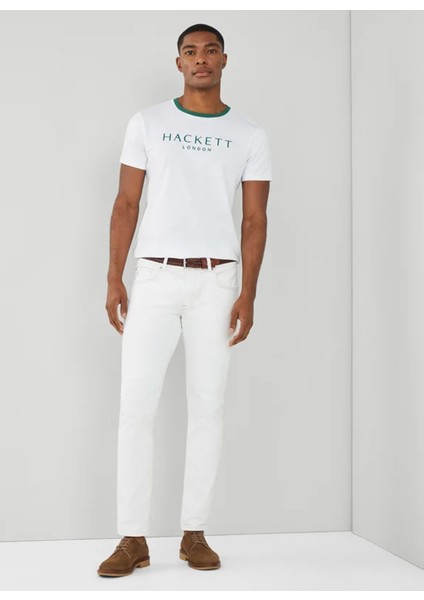 Bisiklet Yaka Beyaz Erkek T-Shirt HM500797 fırsatları