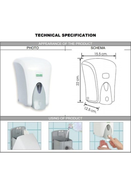 F6 Hazneli Köpük Sabun Dispenseri, 1000 ml, Beyaz, Pratik ve şık tasarım modelleri