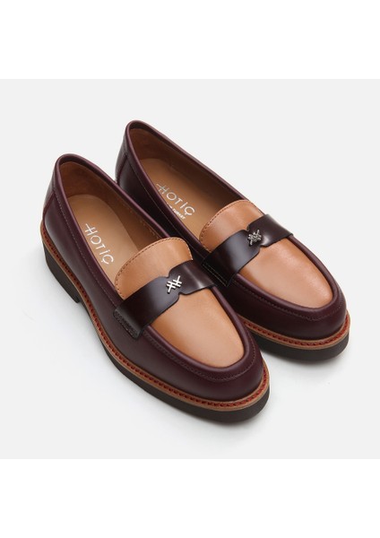 01AYH291760A737 Deri Bordo Kadın Loafer