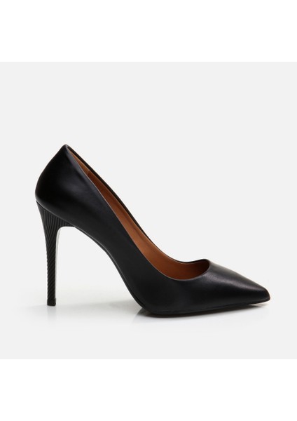01AYH291090A100 Hakiki Deri Siyah Kadın Stiletto