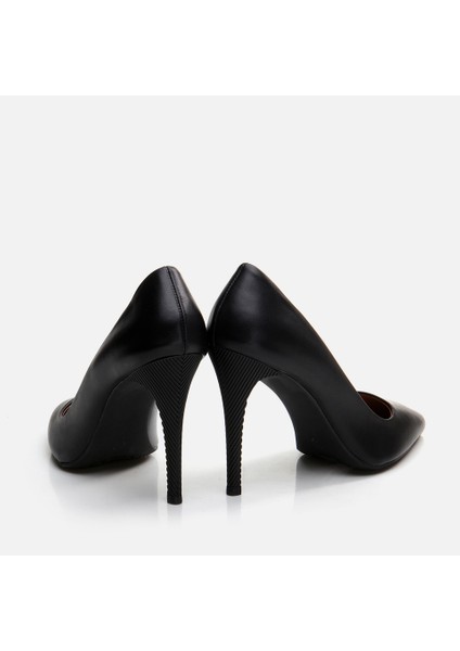 01AYH291090A100 Hakiki Deri Siyah Kadın Stiletto