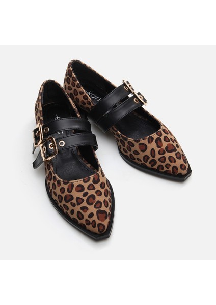 Mary Jane Leopar Desenli Kadın Loafer