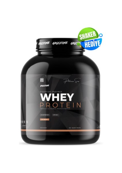 Grızzy Whey Proteın Pro Wpc80 1800 Gr 60 Servıs + Shaker ( Dondurma )