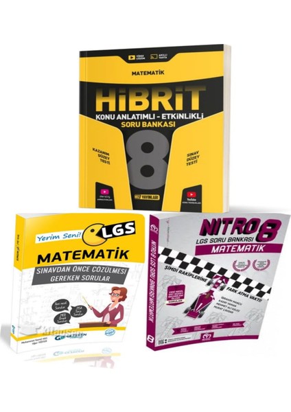 8. Sınıf Matematik Hibrit ve Soru Bankası + Nitro Soru Bankası + Lgs Yerim Seni Matematik