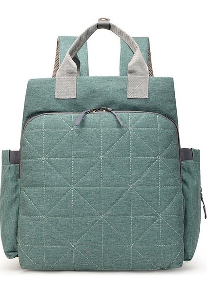 Lovehome Büyük Kapasiteli Kareli Kumaş Anne Bebek Sırt Çantası - Yeşil (Yurt Dışından)