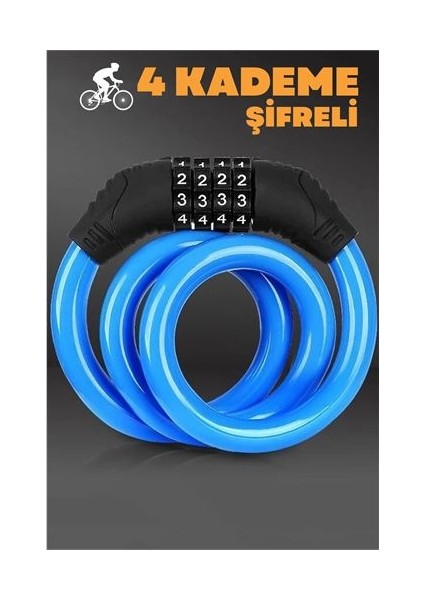 Findit 4 Şifreli 11 mm Çelik Halat Scooter Bisiklet Kilidi