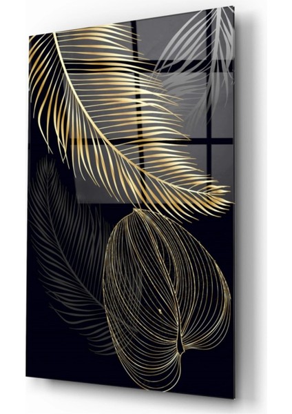 Teknoo- Gold Yapraklar Cam Tablo fiyatları