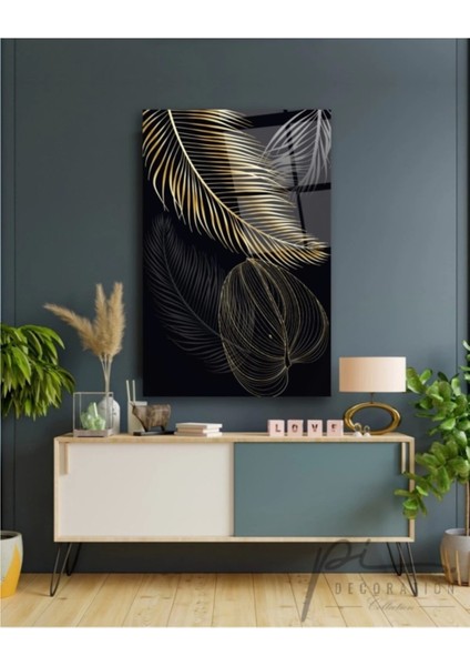 Teknoo- Gold Yapraklar Cam Tablo modelleri